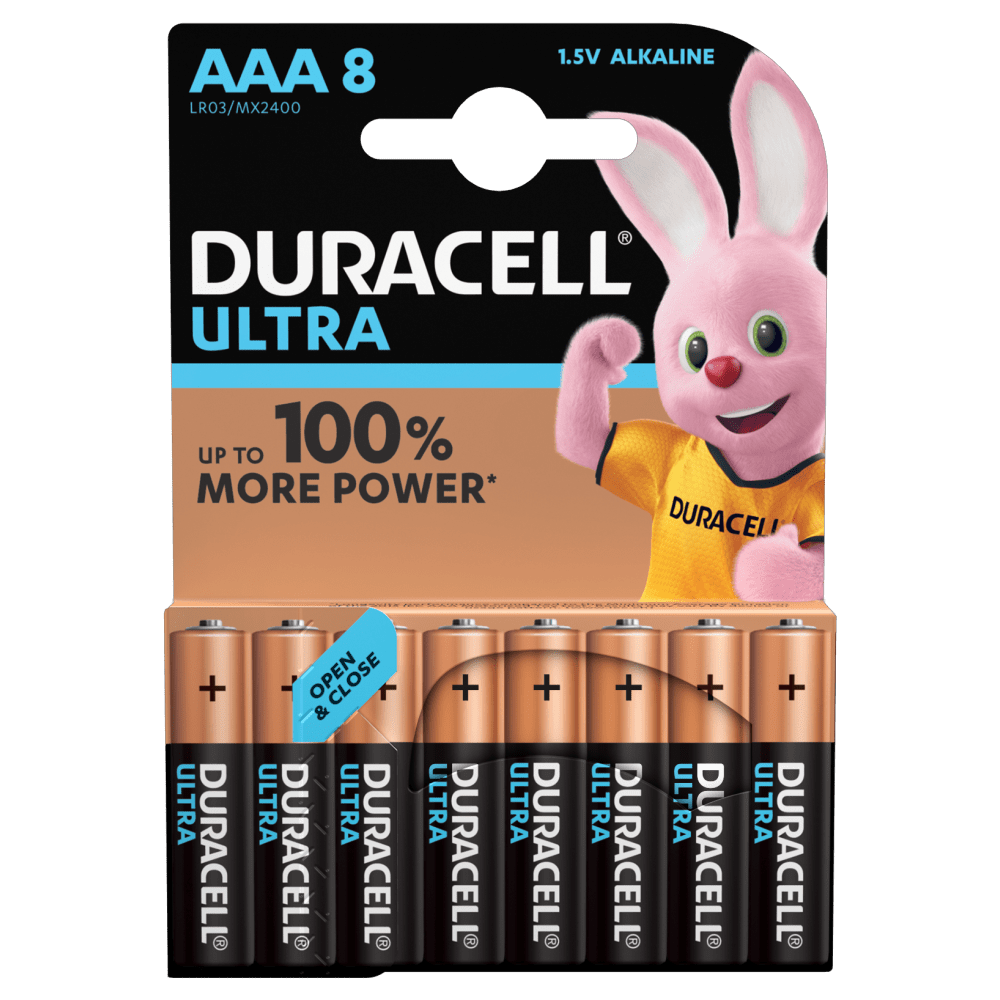 Duracell Ultra Alkaline AAA Batterier i 8 stk pakning