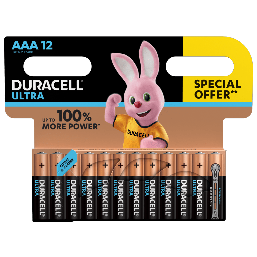 Duracell Ultra Alkaline AAA Batterier i 12 stk pakning