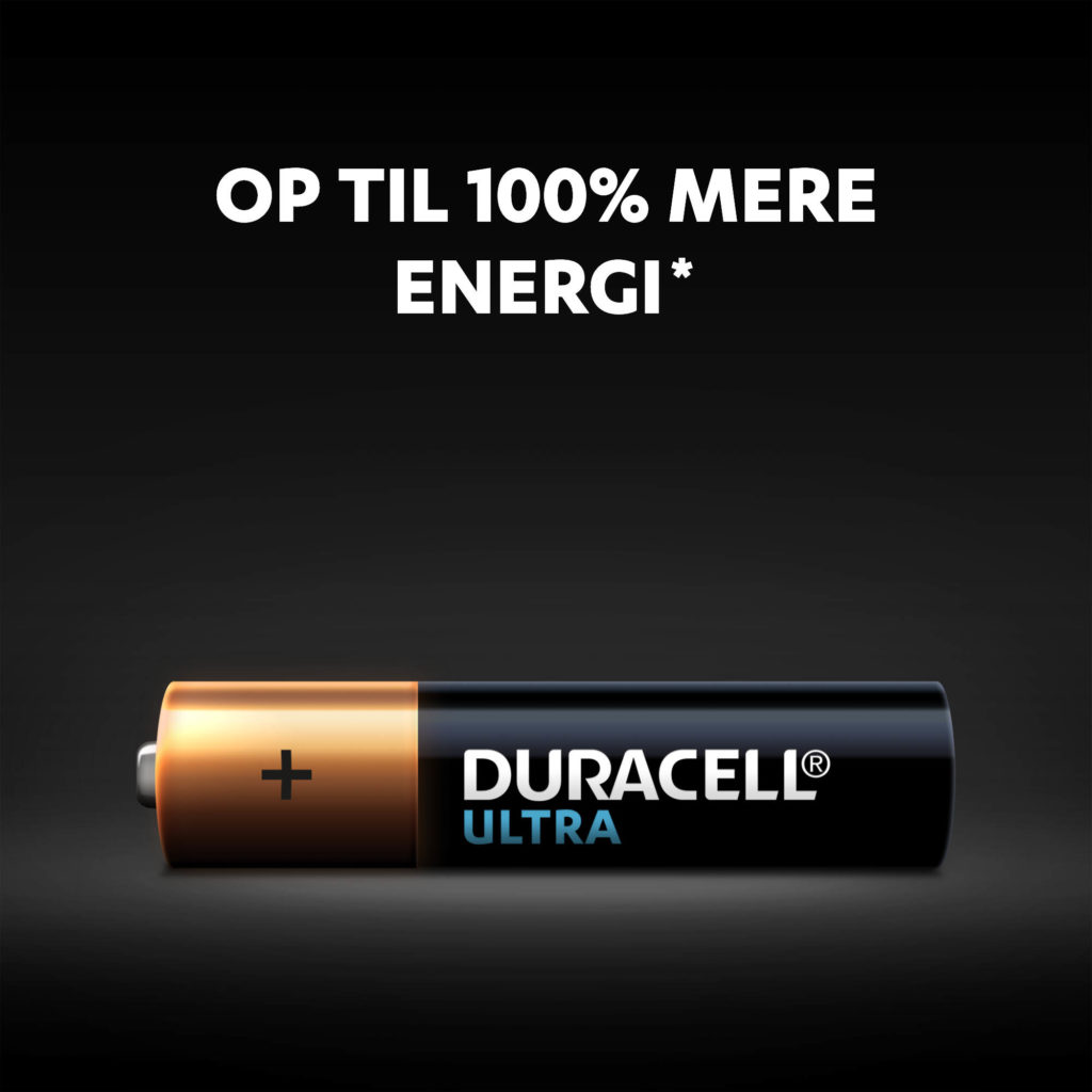 Duracell Ultra AAA-batterier holder op til 100% længere end konkurrence