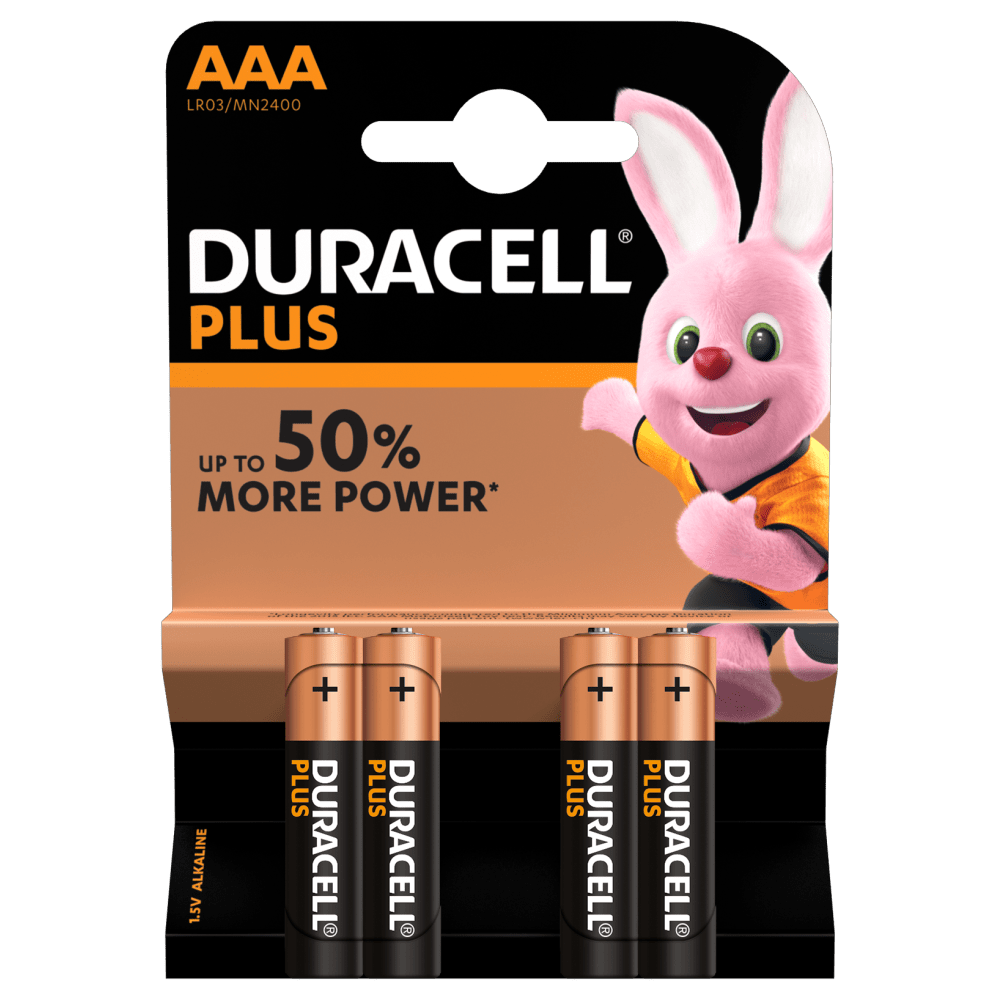 Duracell Plus alkaliske AAA-batterier 4 stk. Pakke