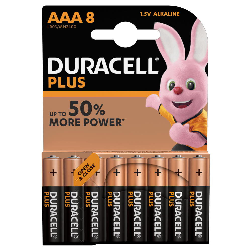 Duracell Plus alkaliske AAA-batterier 8 stk. Pakke