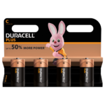 Duracell Alkaline Plus C-batterier i 4 stk pakning