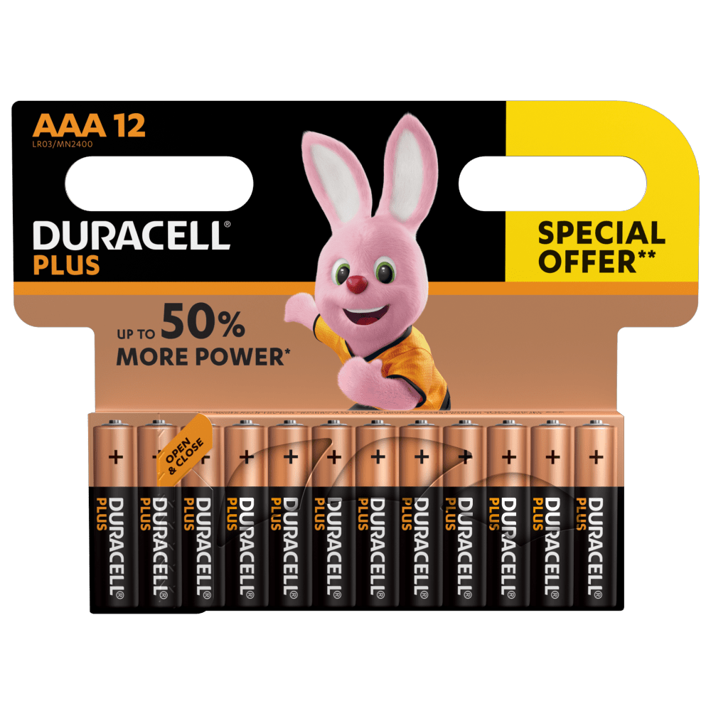 Duracell Plus alkaliske AAA-batterier 12 stk. Pakke