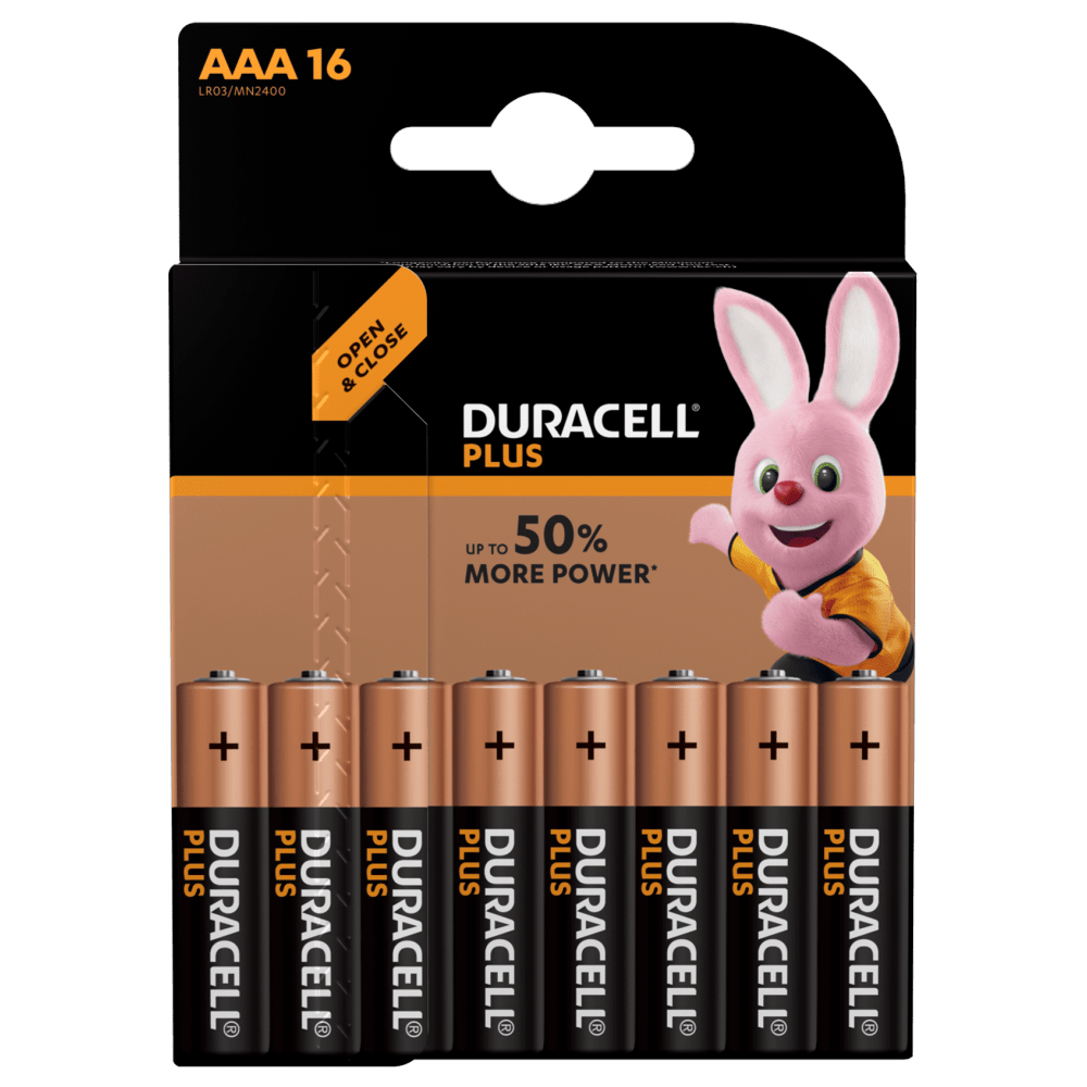Duracell Plus alkaliske AAA-batterier 16 stk. Pakke