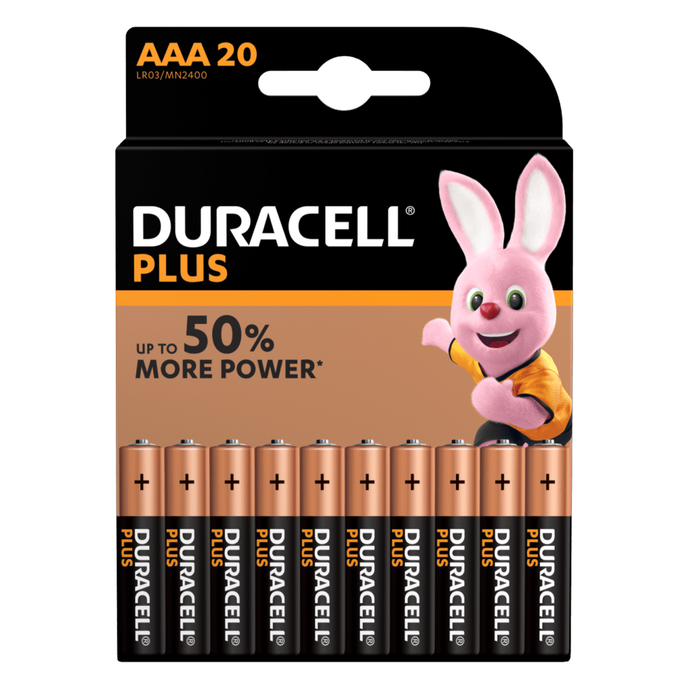 Duracell Plus alkaliske AAA-batterier 20 stk. Pakke