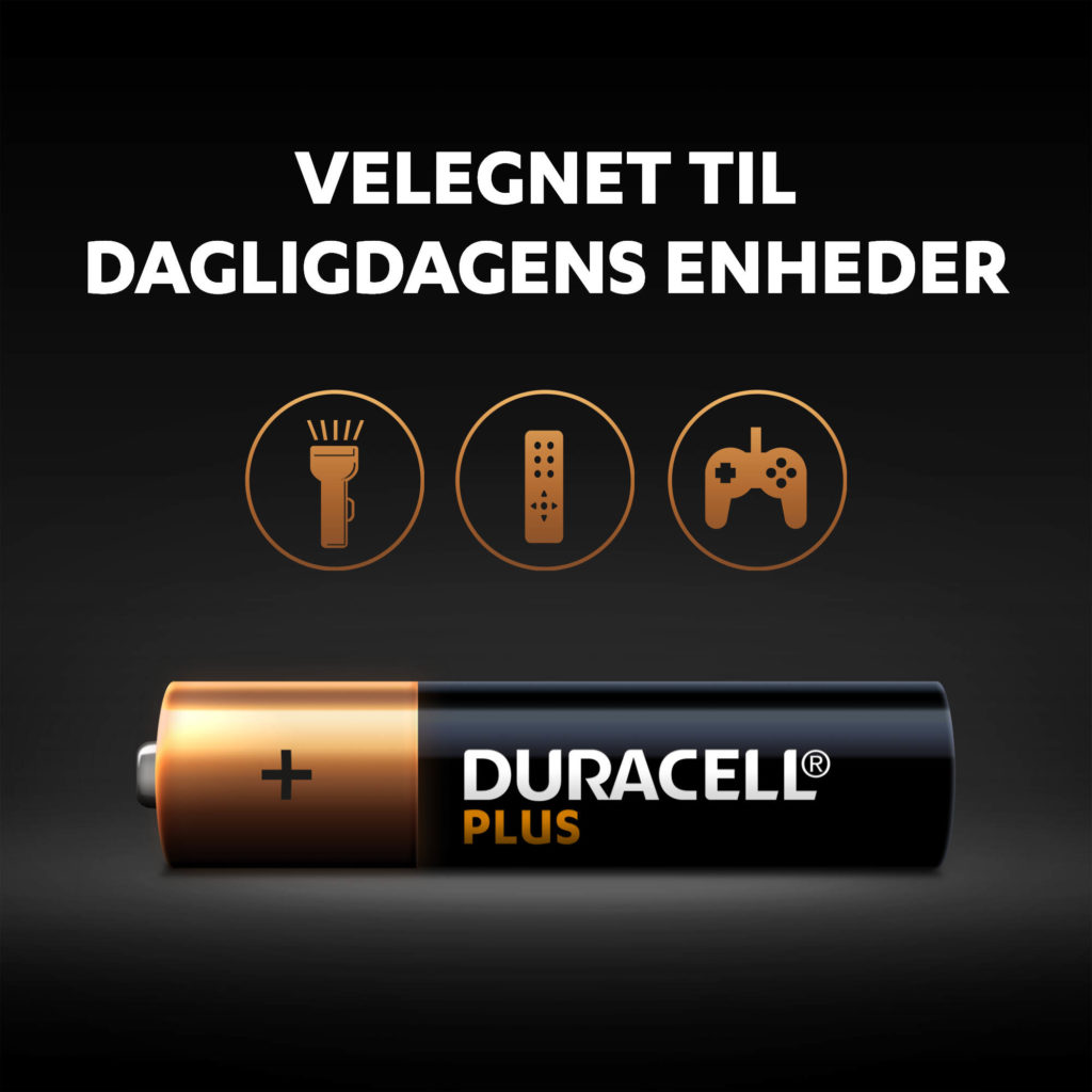 Duracell Plus-batterier er alsidige alkaliske batterier