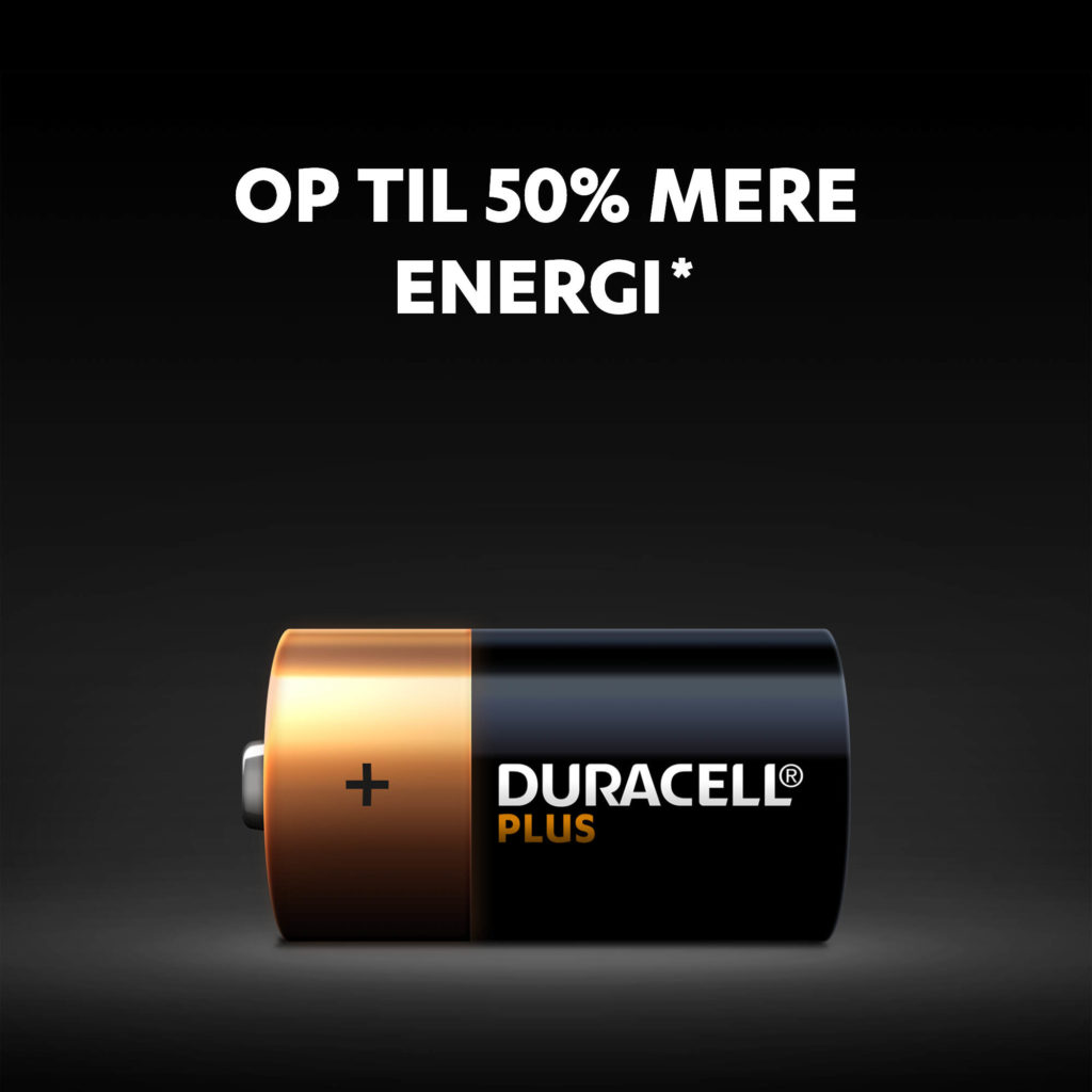 Duracell Plus C-batterier har op til 50% mere strøm
