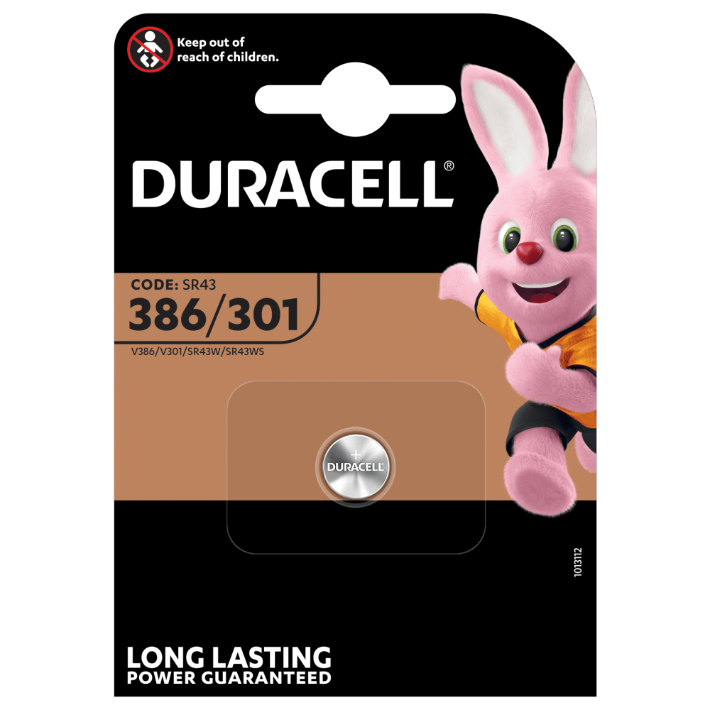 Duracell specialiseret sølvoxid 386/301 møntbatteri